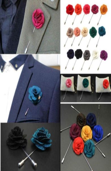 

new vintage men039s handmade begonia flower lapel pin boutonniere corsage for suit tie stick brooch pins 18colors flower 4cm7197936, Gray