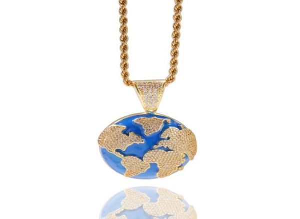 

hip hop drop oil set with zircon blue earth pendant necklace simple tide brand men039s necklace6892309, Silver