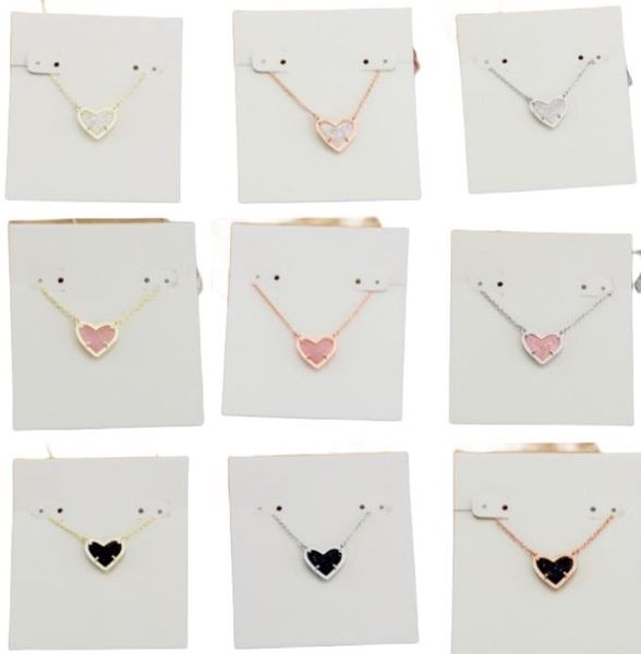 

pendant necklaces necklace heart druse real 18k gold plated dangles glitter jewelries letter gift with dust bag, Silver