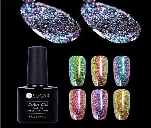 

75ml soak off uv chameleon holographic gel polish starry sparkle glitter longlasting nail art gel varnish lacquer3532316, Red;pink