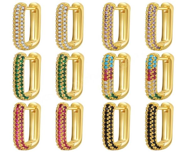 

korean simple fashion oval hoop earrings women luxury micro pave cz crystal square earrings elegant party jewelry gifts brincos8117371, Golden;silver