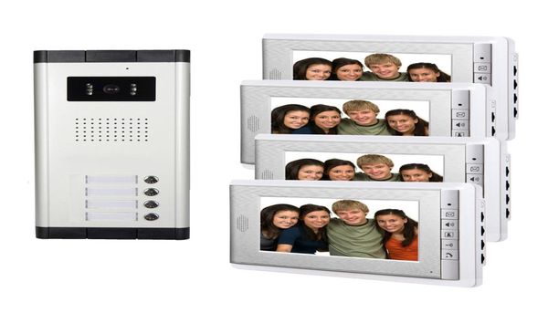 

4 unit apartment intercom system 7quot video door phone visual intercom doorbell8996225