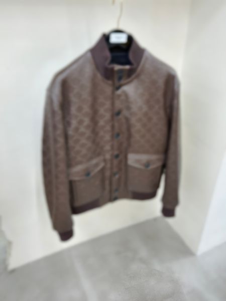 

22fw early autumn real leather italy pairs men's purple jackets jeans letter printed couple casual street outdoor men women g0815, Black;brown