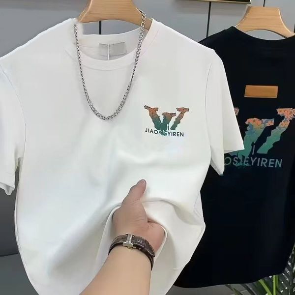 

mens tees designer t shirts mens shirt round neck fashion letter printed men's outdoor casual cotton breathable couple with short sleev, White;black