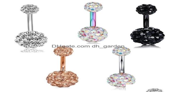 

navel bell button rings 14g stainless steel screw bar cz body piercing belly ring women girls helix cartilage earring drop deliver5460307, Silver
