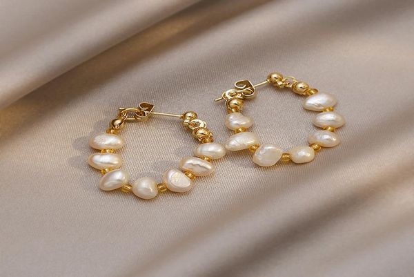 

new trendy irregular imitation pearls beads ear ring charm lady highend light luxury earrings jewelry unusual gifts for women6484649, Golden