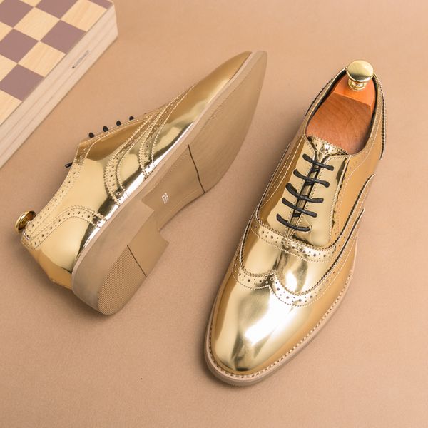 

dress shoes luxury men's golden bullock men suit casual formal business leather marry italian banquet shoe 230814, Black