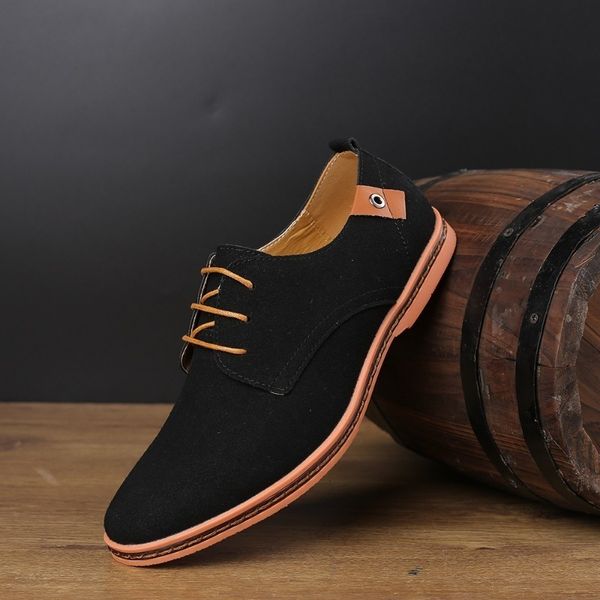 

dress shoes suede leather men oxford casual classic sneakers comfortable footwear large size flats 230814, Black