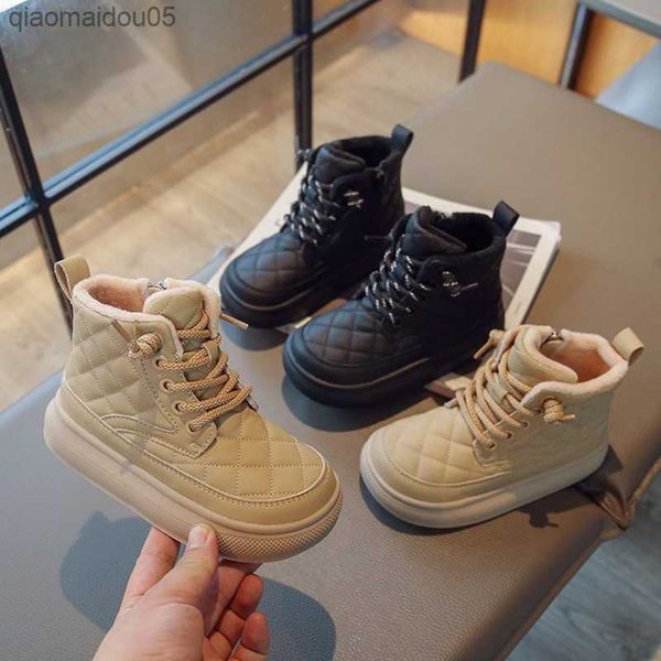 

sneakers winter children's fashion short boots artificial leather children's warm shoes z230815, Black;red