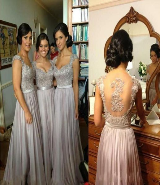 

a line sweetheart floor length lace cap sleeve bridesmaid dresses 2016 open back prom gowns evening dress3753095, White;pink