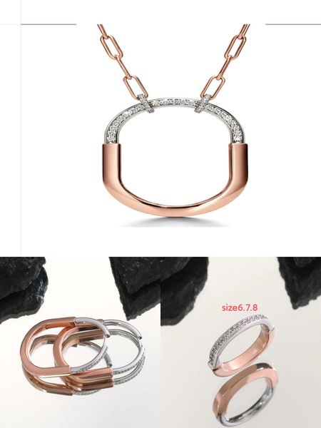 

design 18k rose gold plated necklaces ring necklace for women sliver teen girls trendy set chain bracelet fashion party mother engagement je, Silver