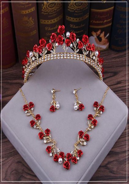 

rose flower 2019 red wedding bridal tiara rhinestone head pieces crystal bridal headbands hair accessories evening party bride dre4379071, Silver