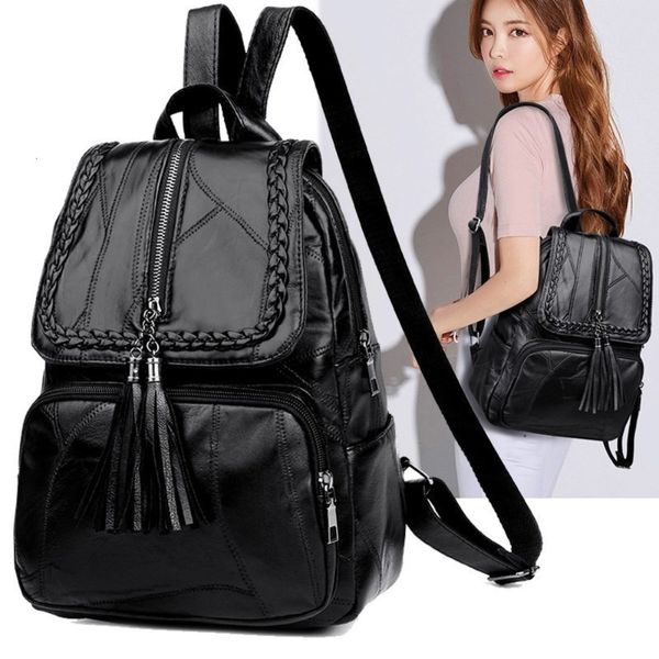 

school bags fashion leisure women's simple backpack travel soft pu leather handbag shoulder bags for women girls 230814