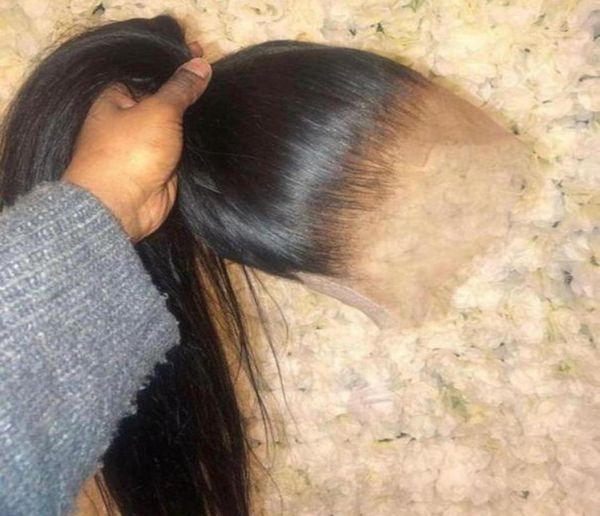 

full lace front human hair wigs remy brazilian straight human hair wigs 360 lace frontal wig pre plucked with baby hair37347234869719, Black;brown