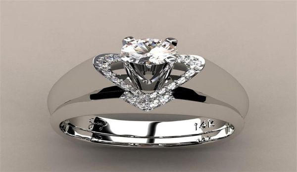 

fashion 925 sterling silver diamond ring bridal engagement wedding jewelry set for women heart shaped ring size 5 124389716