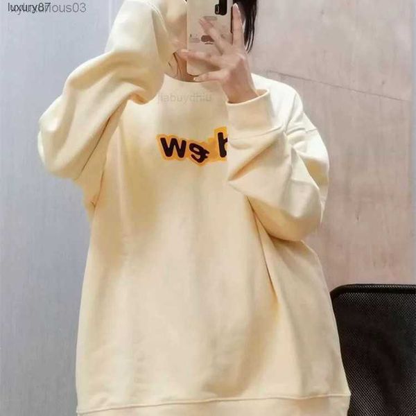 

hoodies 2023 autumn and winter ouyang nana same drew letter printed round neck sweater for men women lovers high street beauty trend, Black