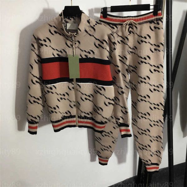 

two piece set tracksuit women designer pant fall letter long sleeve zip cardigan jacket elastic waist drawstring casual pants womens sweatsh, Gray