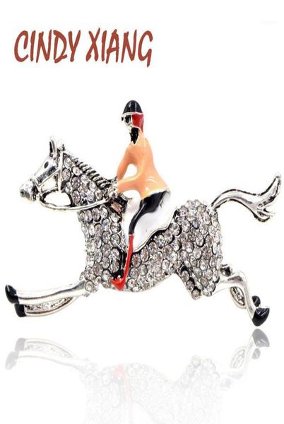 

cindy xiang rhinestone ride horse women brooches fashion cute creative brooch pin enamel jewelry coat accessories good gift14691012, Gray