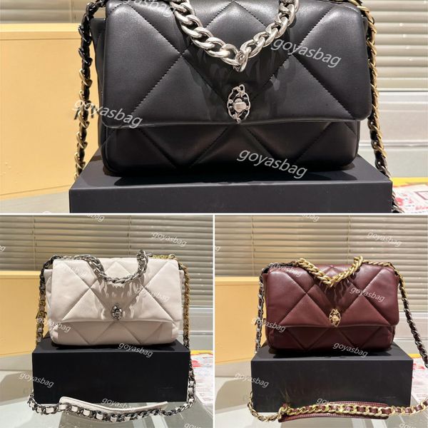 

19bag designer 19 shoulder bag handbag chain message envelope shoulder bag real leather fashion flat clutch women bags 25cm