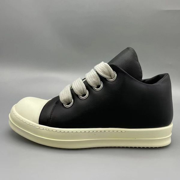 

dress shoes jumbo wide shoeslaces men casual genuine leather thickened upper fashion sneakers big size flat 230814, Black