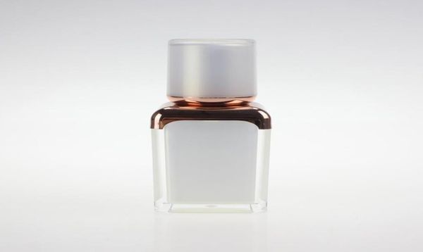 

whole 15ml pearl white square airless pump bottle with rosegold collar acrylic bottle for lotion or essences6658970