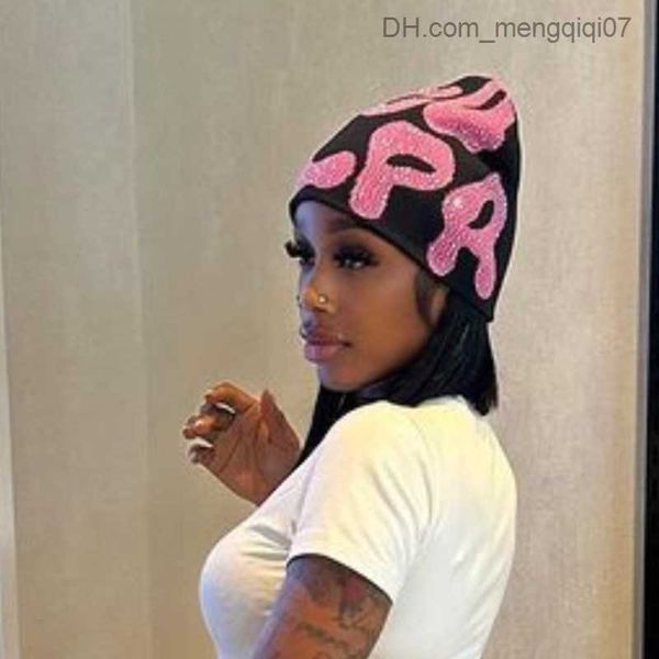 

caps hats 2023 fashion knitted rhinestone hat men's wool hat warm kpop fashion take wool hat ins red design harajuku beanie z230815, Yellow