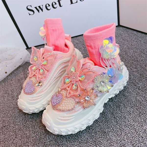 

sneakers 2023 spring autumn baby kids sport shoes girl princess butterfly decoration casual sneaker big dress xz248 230814, Black;red