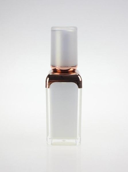 

whole 15ml pearl white square airless pump bottle with rosegold collar acrylic bottle for lotion or essences9833563