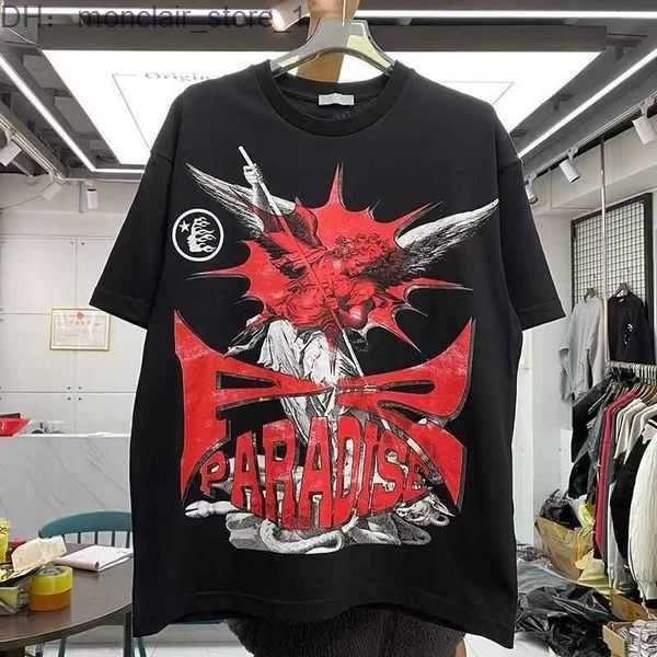 

hellstar short studios bigger than satan short plus size men t-shirts retro distressed heavy cotton man vintage oversized t-shirt streetwea, White;black