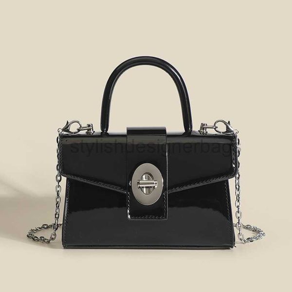 

small design high-end feel bag patent leather black motorcycle small square spicy girl fashion versatile one crossbody bagstylishdesignerbag