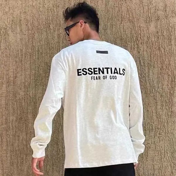 

fog double thread flocking print high street casual long sleeve loose round neck t-shirt underlay fashion brand men, Black;brown