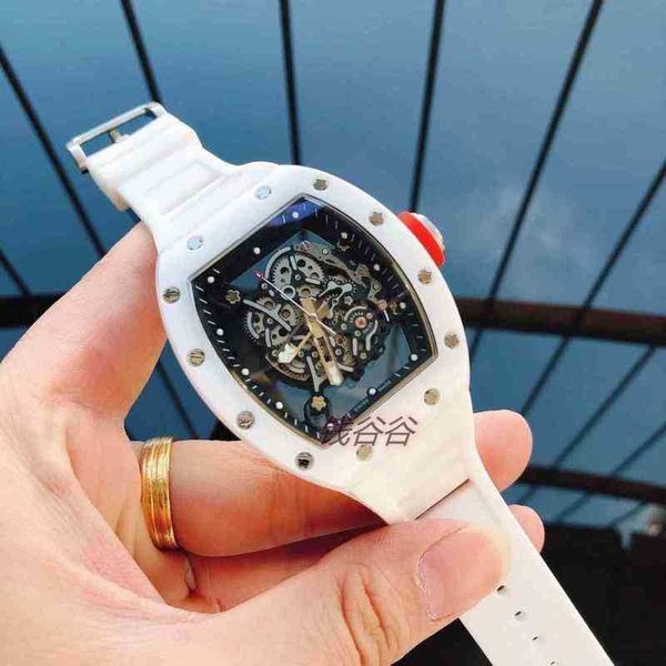 

superclone luxury mens mechanics watch richa milles barrel rm055 automatic mechanical hollow white tape ceramic men and women