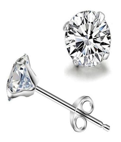 

925 sterling silver stud earrings luxury crystal zircon stud earrings for men women elegant noble earring jewelry 775002, Golden;silver