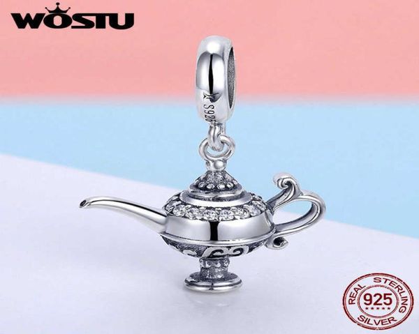

wostu 925 sterling silver lamp of aladdin dangle charm fit original diy beads bracelet lucky jewelry gift fic7037269545