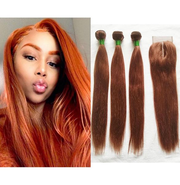 

brazilian human hair weave color 33 bundles with closure peruvian malaysian dark auburn straight hair weave 3 bundles with 4x4 lac9126445, Black;brown