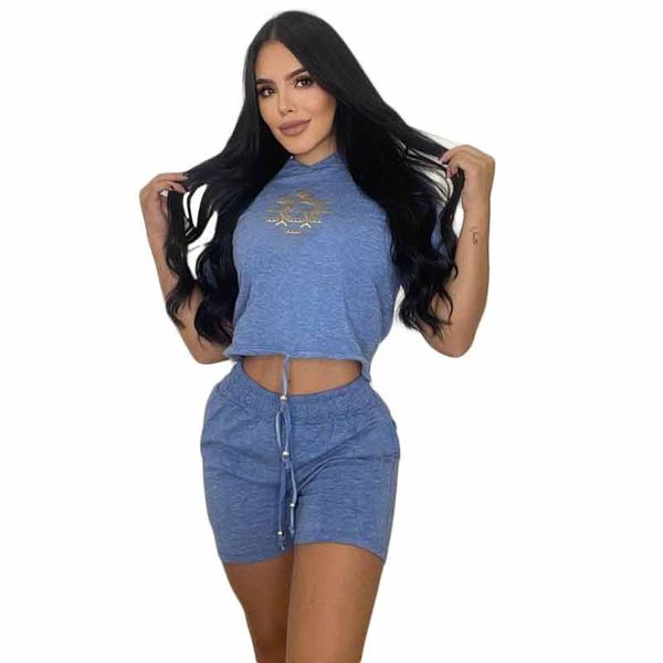 

summer new hat collar youth letter lace up short sleeve shorts slim fit women's 2-piece regular sportswear casual daily, White