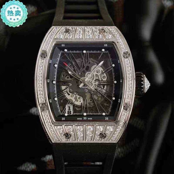 

luxury mens mechanics watches richa milles wristwatch business leisure rm010 automatic machine white steel full drill red tape men's