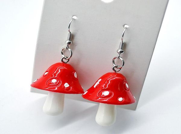 

20pair fashion women sweet fresh handmade plastic simulation mushroom long pendant earring jewelry accessories gift5114271, Golden;silver