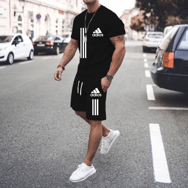 

mens tracksuits fashion printed luxury brand summer sportswear casual fitness short suit pattern polyester tshirtshorts twopiece 230815, Gray