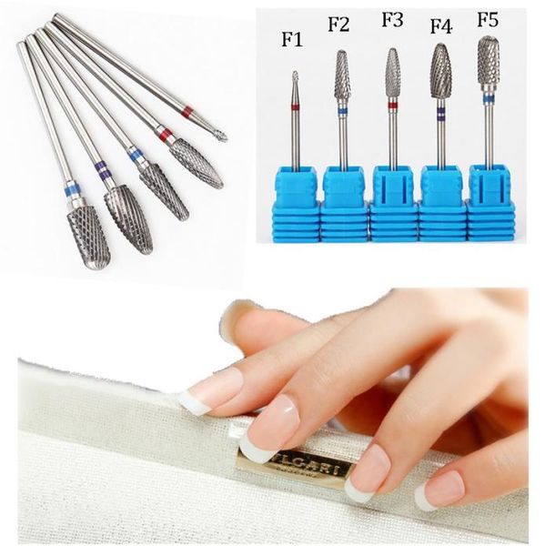 

5pcsset millings cutters carbide nail drill bit electric nail file drill metal bits for electric manicure nail drill accessories2823239, Silver