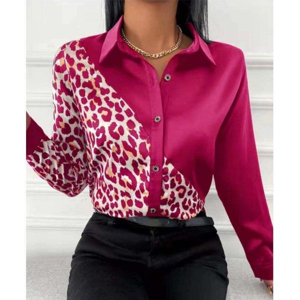 

spring fashion shirt slimming piecing leopard print womens clothes, White