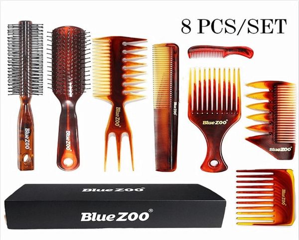 

blue zoo amber combs 8piece suit heat resistant and antistatic men039s oil head big back hair combs5162205