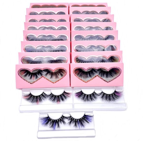 

colored 25mm 100 real mink eyelashes 39 styles dramatic fluffy volume false eyelash colorful on the end cosplay party full strip 7098003