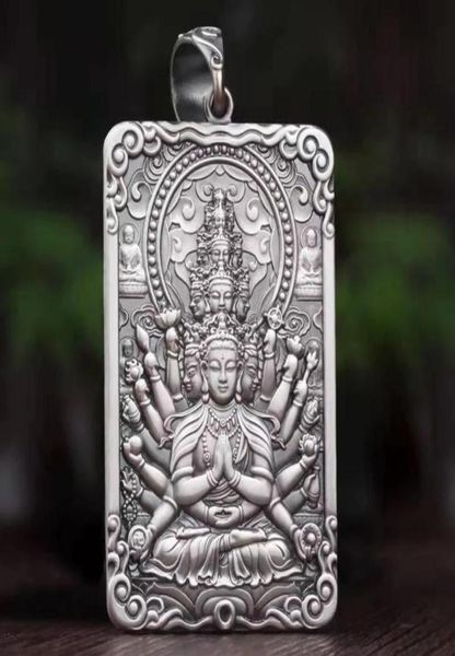 

vintage thousandhand avalokitesvara pendant rat male zodiac buddha large amulet necklace male gift accessories300d4193638, Silver