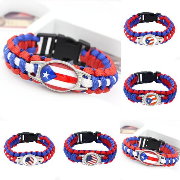 

20pc american flag of puerto rico paracord survival outdoor camping bracelets for women men friendship rope red bracelet jewelry4107879, Golden;silver