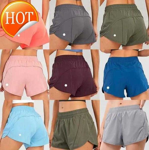 

lu brand womens yoga outfits high waist shorts exercise short pants fitness wear girls running elastic sportswe, Gray