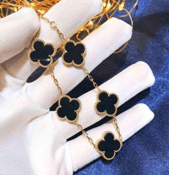 

classic fashion 4 leaf clover charm bracelets bangle chain 18k gold agate shell motherofpearl for womengirls linkb203103820, Golden;silver