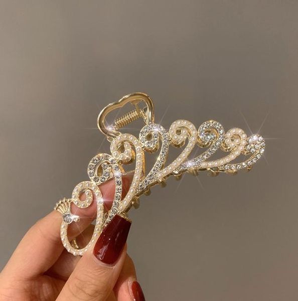 

2021 new elegant gold hollow geometric metal claw vintage hair clips for women headband hairpin hair crab hair accessories4101233, Golden;silver