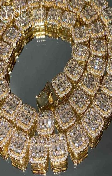

men039s baguette tennis cuban chain bling diamond choker icy necklace6911091, Silver