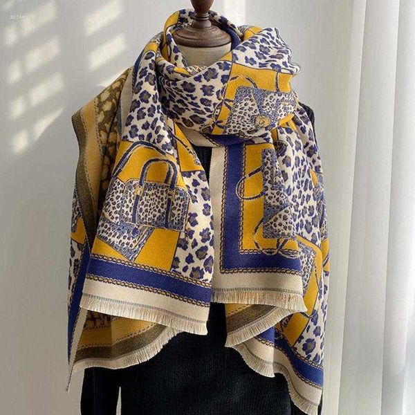 

luxury sided scarf scarves design double winter women's cashmere feel warm shawl abpa, Blue;gray